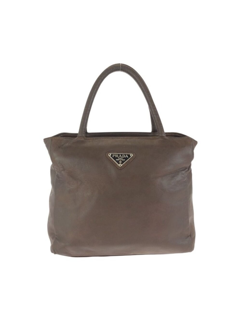 Prada Vintage Brown Silver Leather Tote